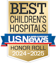 Image of U.S. News and World Report badge for "Best Children's Hospitals Honor Roll 2024-2025"