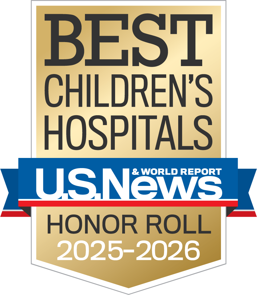 Image of U.S. News and World Report badge for "Best Children's Hospitals Honor Roll 2024-2025"